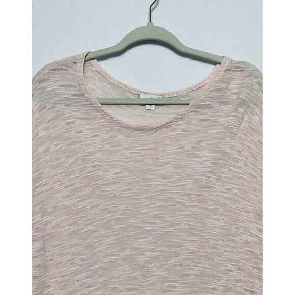 J Jill Womens Large Pink Lightweight Pullover Tunic Sweater Short Sleeves - Picture 2 of 6